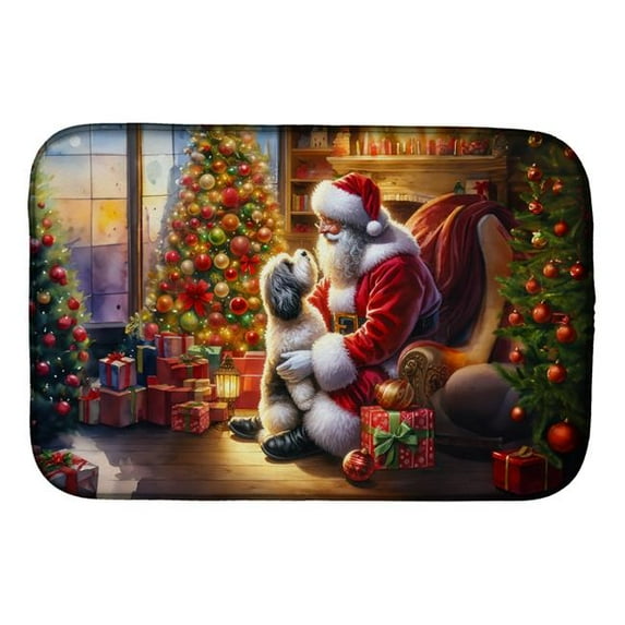 Carolines Treasures DAC4124DDM 21 x 14 in. Havanese & Santa Claus Dish Drying Mat