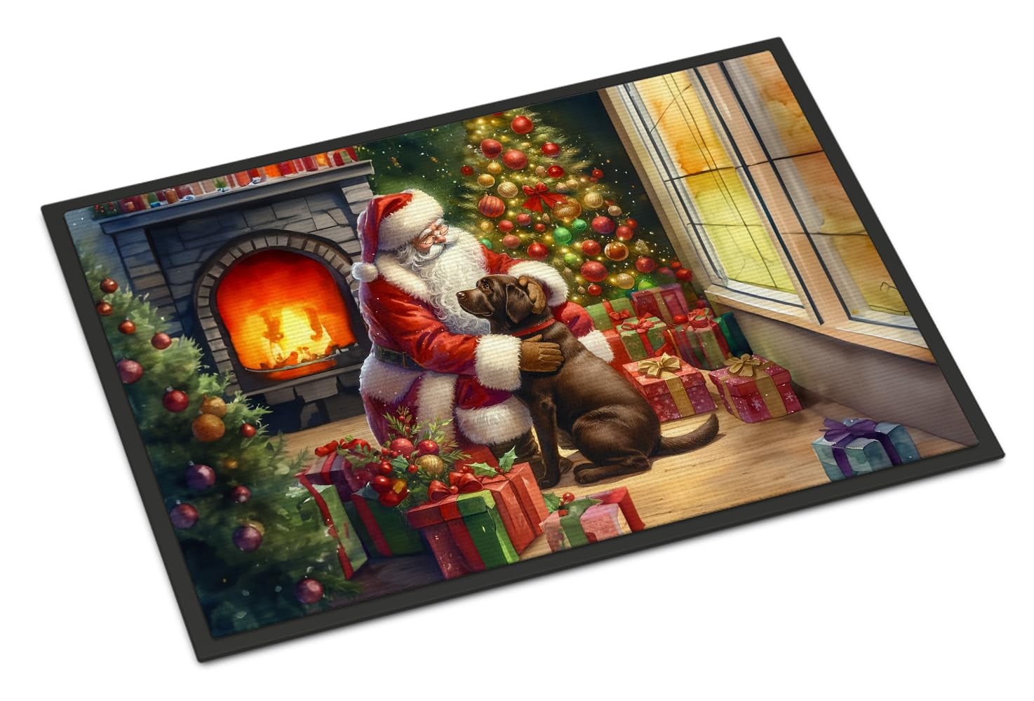Labrador Retriever and Santa Claus Doormat 27 in x 18 in