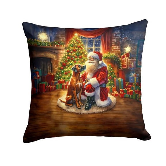 Carolines Treasures DAC4150PW1818 18 x 18 in. Rhodesian Ridgeback & Santa Claus Throw Pillow