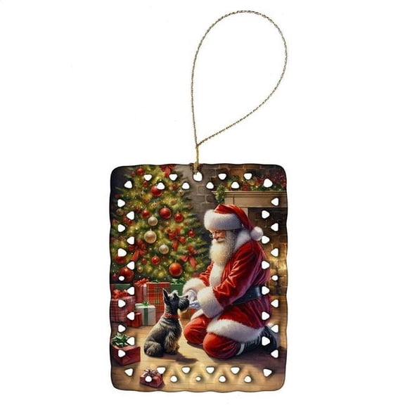 Carolines Treasures DAC4155CO2 3.4 x 2.6 in. Scottish Terrier & Santa Claus Porcelain Ornament