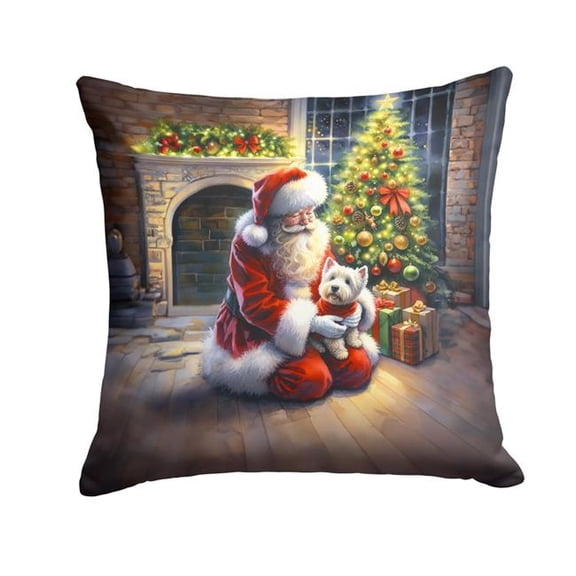 Carolines Treasures DAC4168PW1818 18 x 18 in. Westie & Santa Claus Throw Pillow