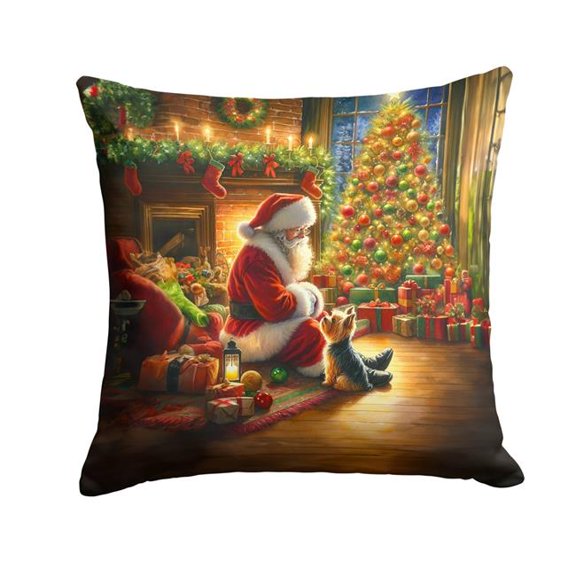 Carolines Treasures DAC4173PW1818 18 x 18 in. Yorkshire Terrier Yorkie & Santa Claus Throw Pillow