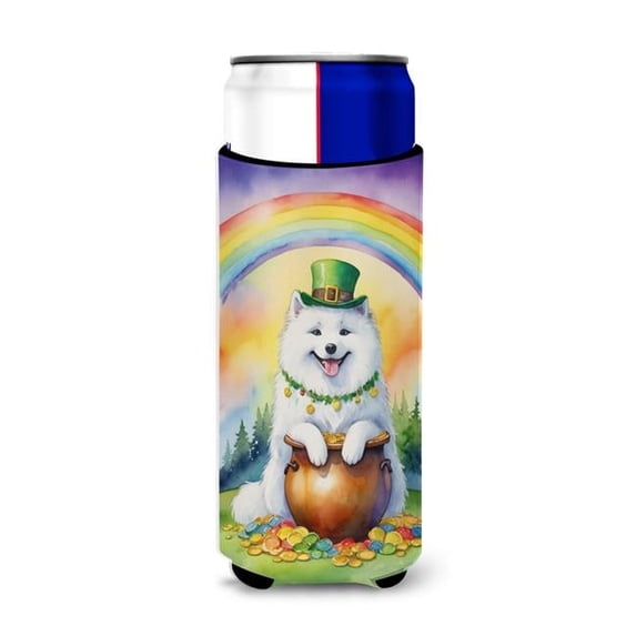 Carolines Treasures DAC5604MUK 12 oz Samoyed St Patricks Day Hugger for Ultra Slim Cans