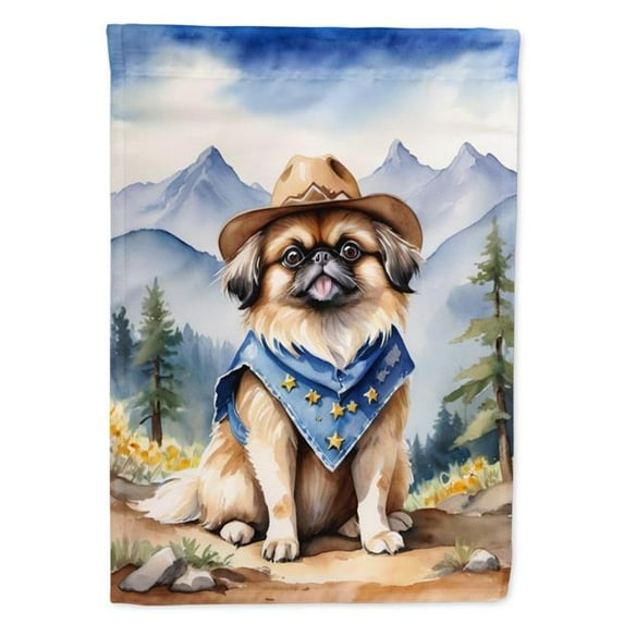 Carolines Treasures DAC5951CHF 40 x 28 in. Pekingese Cowboy Welcome House Flag