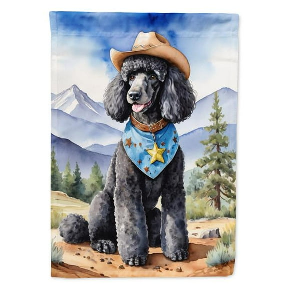 Black Poodle Cowboy Welcome House Flag