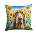 thumbnail image 1 of Carolines Treasures DAC6029PW1818 18 x 18 in. Unisex Bloodhound in Sunflowers Throw Pillow, 1 of 5
