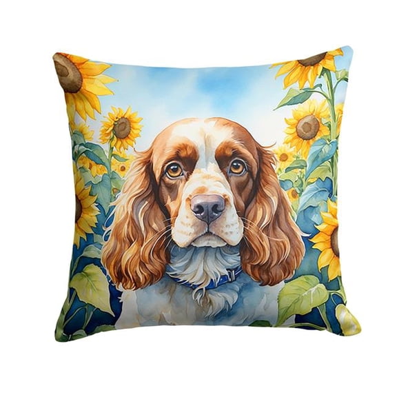 Carolines Treasures DAC6058PW1818 18 x 18 in. Cocker Spaniel in Sunflowers Throw Pillow