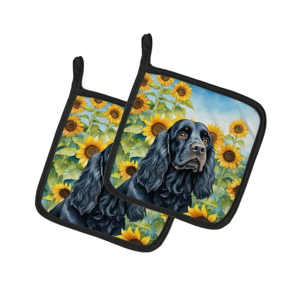 Carolines Treasures DAC6060PTHD 7.5 x 7.5 in. Unisex Cocker Spaniel in Sunflowers Pair of Pot Holder