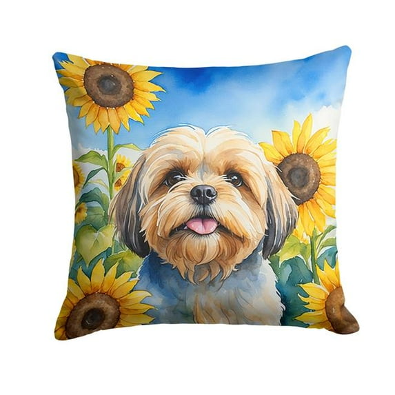 Carolines Treasures DAC6116PW1818 18 x 18 in. Lhasa Apso in Sunflowers Throw Pillow