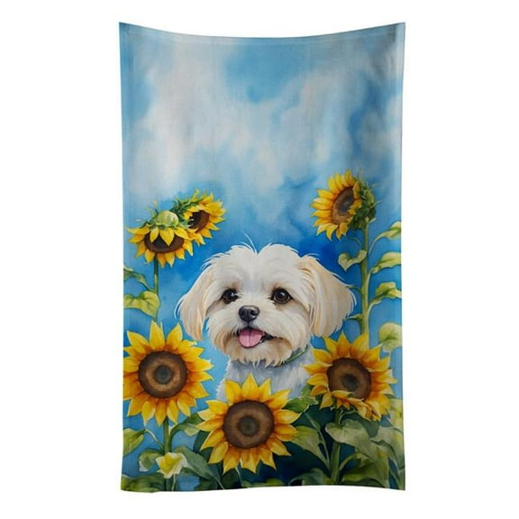 Carolines Treasures DAC6117KTWL 25 x 15 in. Maltese in Sunflowers Kitchen Towel