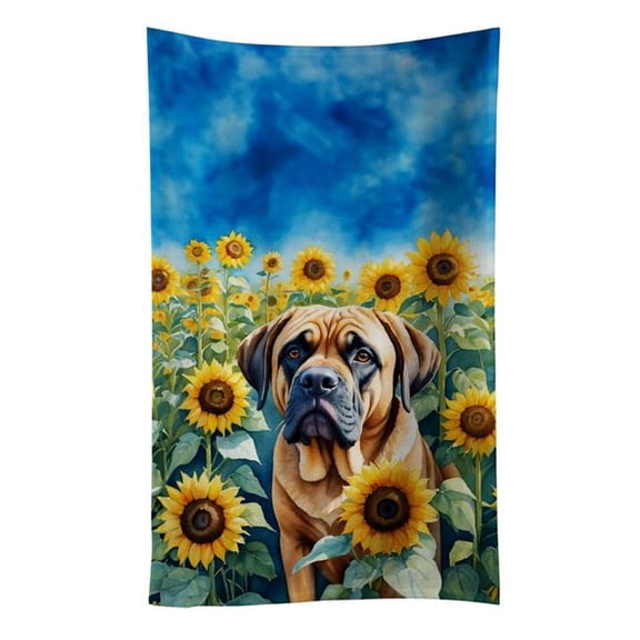 Carolines Treasures DAC6120KTWL 25 x 15 in. Mastiff in Sunflowers Kitchen Towel
