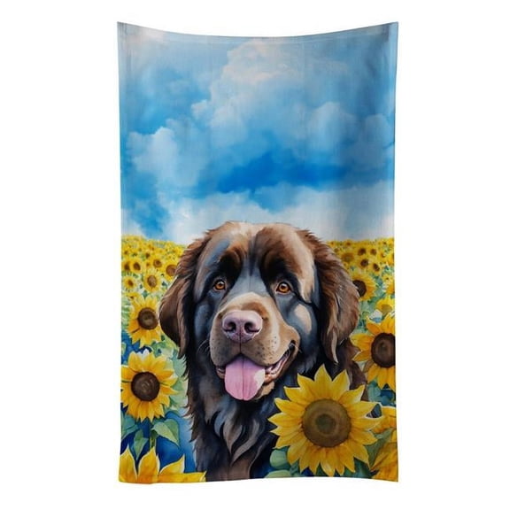 Carolines Treasures DAC6124KTWL 25 x 15 in. foundland in Sunflowers Kitchen Towel