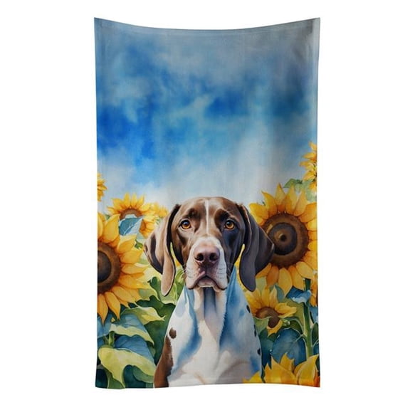 Carolines Treasures DAC6134KTWL 25 x 15 in. Pointer in Sunflowers Kitchen Towel