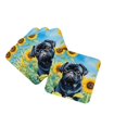 thumbnail image 1 of Carolines Treasures DAC6144FC 3.5 x 3.5 in. Pug in Sunflowers Foam Coasters - Set of 4, 1 of 5