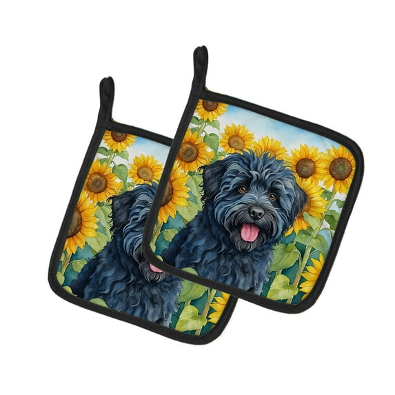 Carolines Treasures DAC6146PTHD 7.5 x 7.5 in. Unisex Puli in Sunflowers Pair of Pot Holder