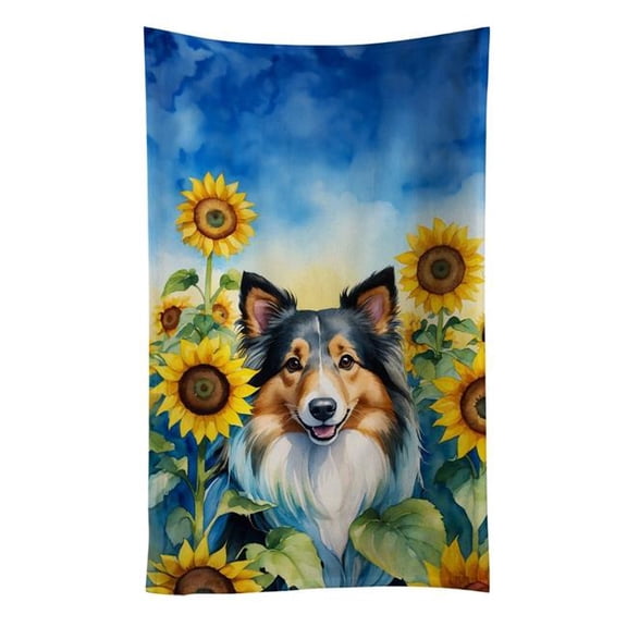Carolines Treasures DAC6160KTWL 25 x 15 in. Sheltie in Sunflowers Kitchen Towel