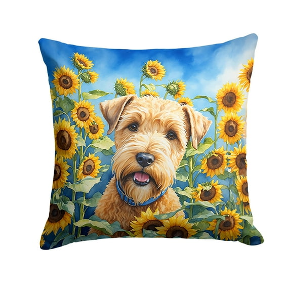 Wheaten Terrier in Sunflowers Throw Pillow