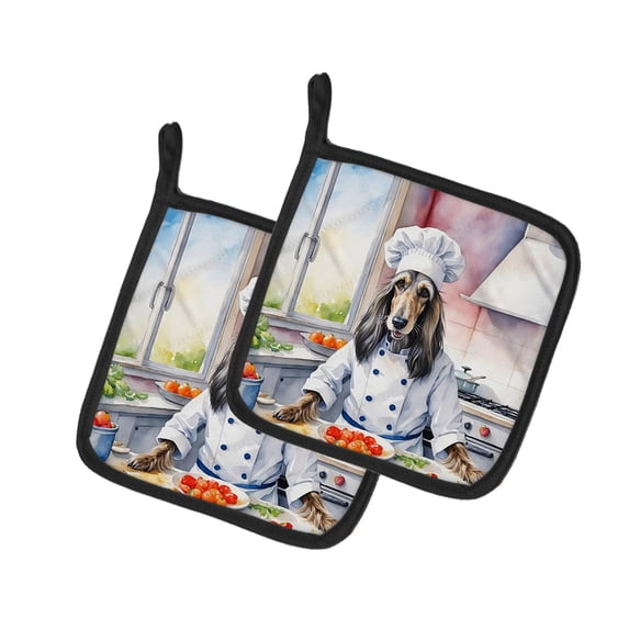 Carolines Treasures DAC6180PTHD 7.5 x 7.5 in. Unisex Afghan Hound The Chef Pair of Pot Holder