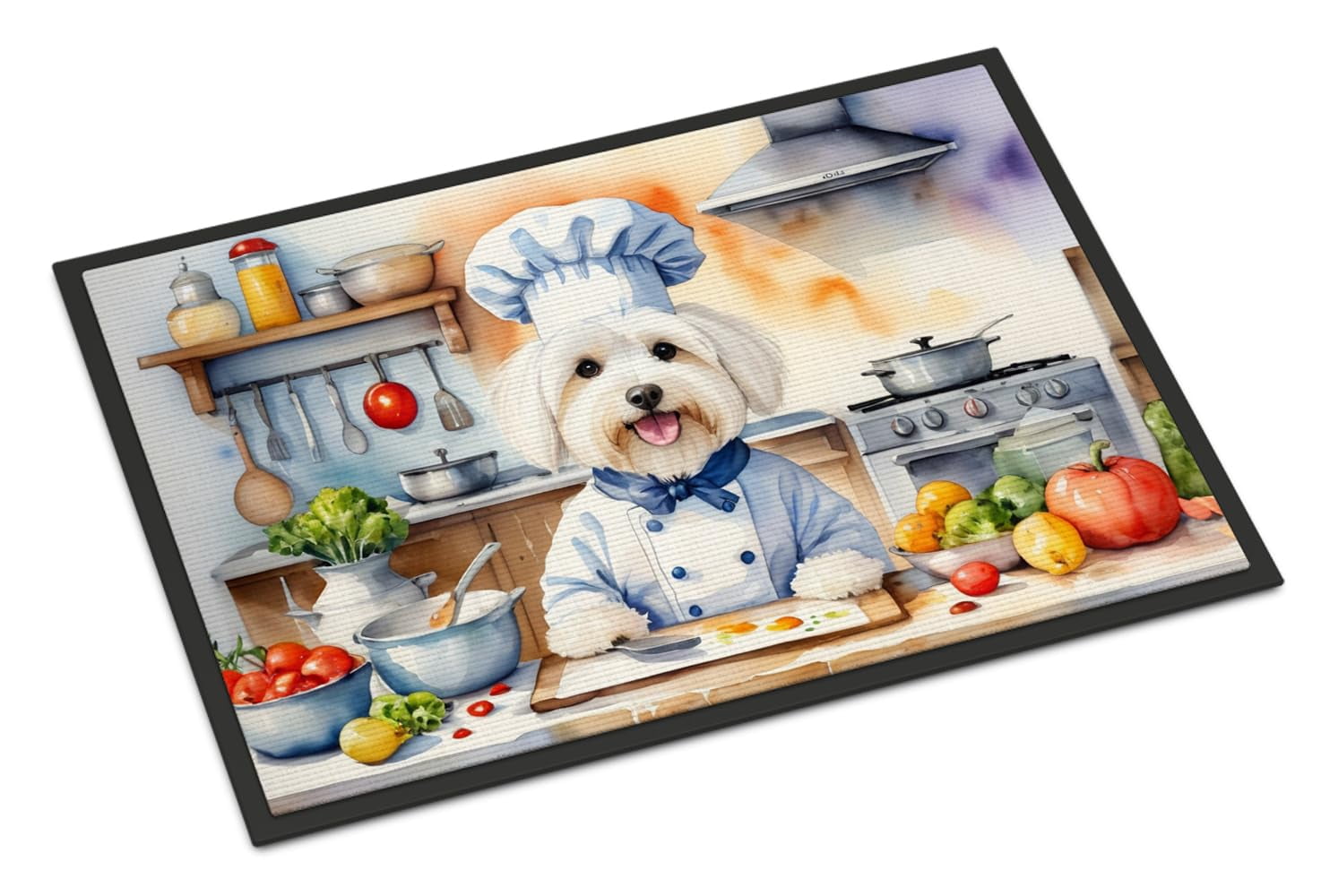 Caroline's Treasures DAC6236JMAT Coton de Tulear The Chef Doormat Front Door Mat Indoor Outdoor Rugs for Entryway, Non Slip Washable Low Pile, 24H X 36W