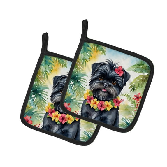 Carolines Treasures DAC6344PTHD 7.5 x 7.5 in. Unisex Affenpinscher Luau Pair of Pot Holder