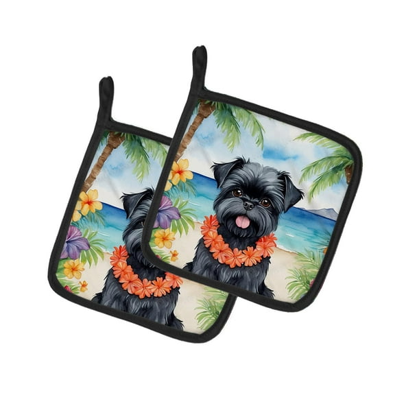 Carolines Treasures DAC6345PTHD 7.5 x 7.5 in. Unisex Affenpinscher Luau Pair of Pot Holder