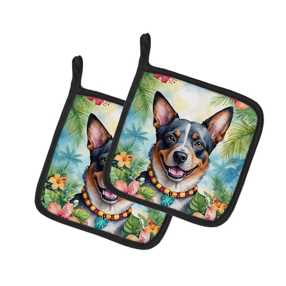 Carolines Treasures DAC6357PTHD 7.5 x 7.5 in. Unisex Australian Cattle Dog Luau Pair of Pot Holder