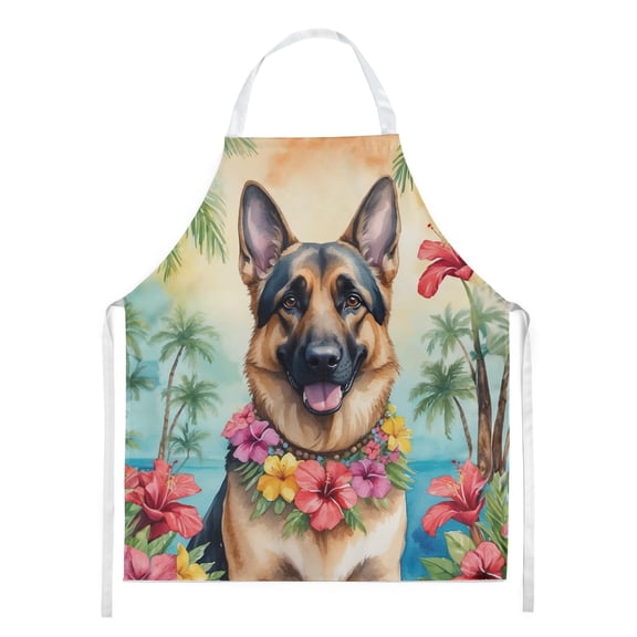 German Shepherd Luau Apron 27 in x 30 in