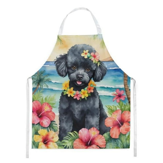 Carolines Treasures DAC6498APRON 30 x 27 in. Black Poodle Luau Apron