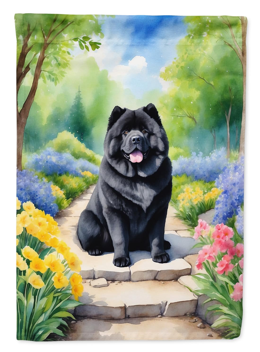 Chow Chow Spring Path House Flag 28 in x 40 in