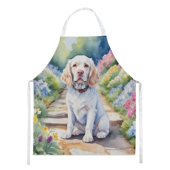 Carolines Treasures DAC6601APRON 30 x 27 in. Clumber Spaniel Spring Path Apron