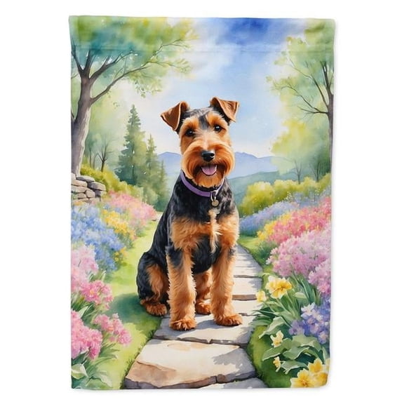 Welsh Terrier Spring Path House Flag