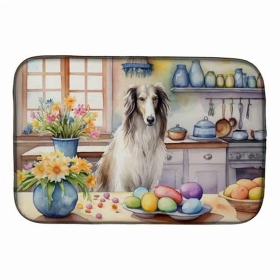 Carolines Treasures DAC6769DDM 21 x 14 in. Decorating Easter Borzoi Dish Drying Mat