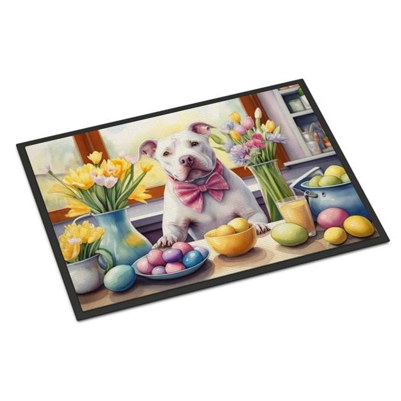 Carolines Treasures DAC6870MAT 18 x 27 in. Decorating Easter Pit Bull Terrier Doormat