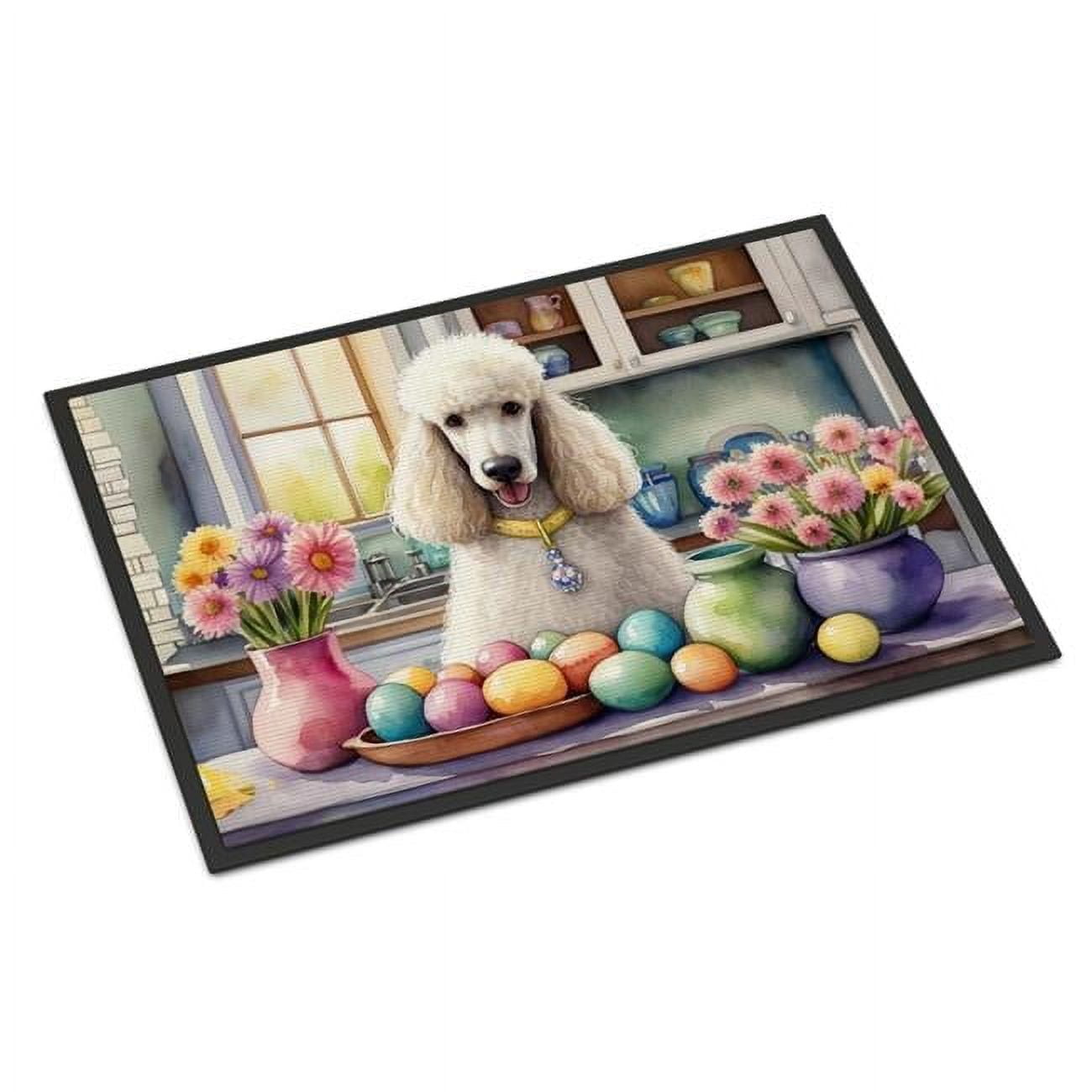 Carolines Treasures DAC6877MAT 18 x 27 in. Decorating Easter White Poodle Doormat