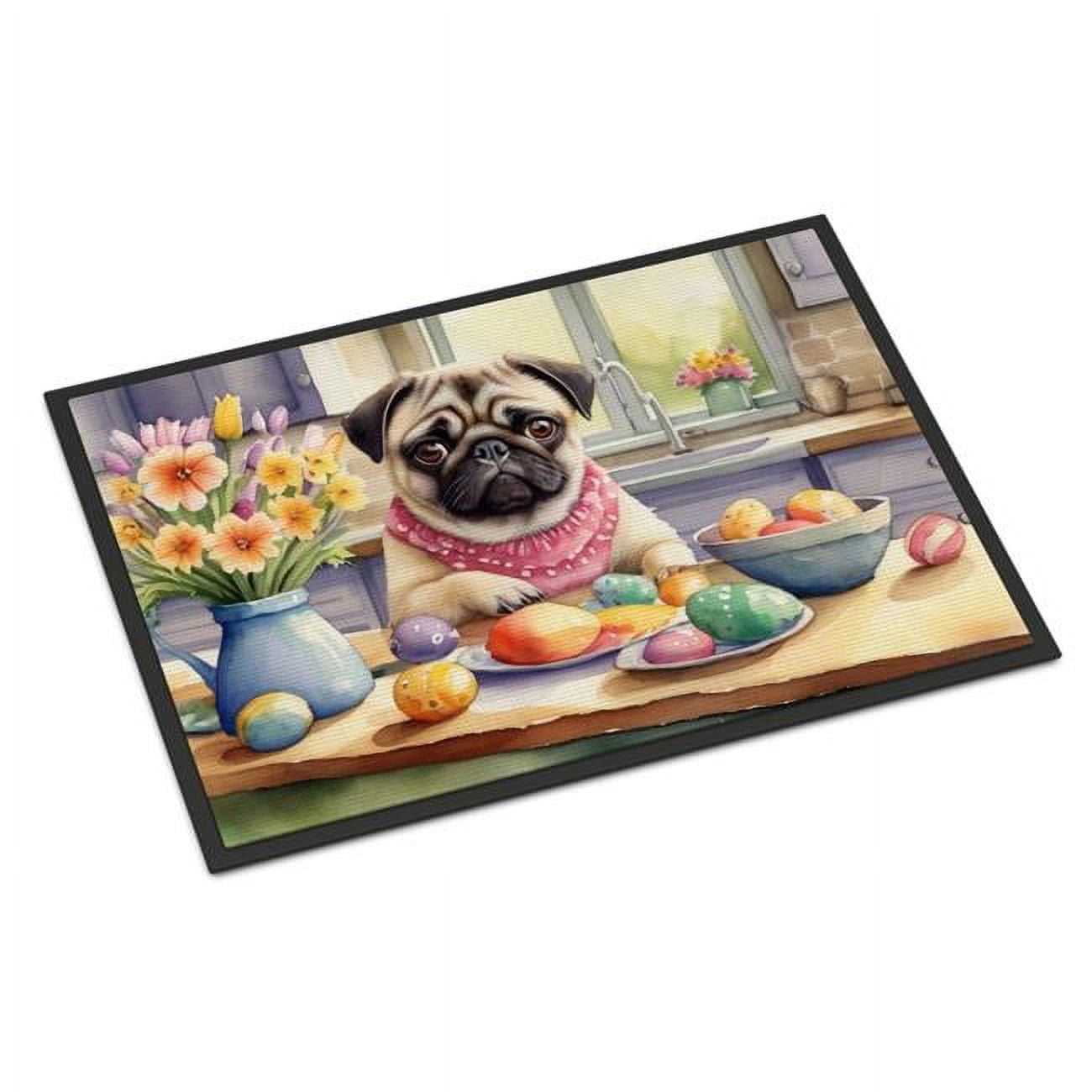 Carolines Treasures DAC6882MAT 18 x 27 in. Decorating Easter Pug Doormat
