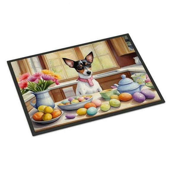 Carolines Treasures DAC6884MAT 18 x 27 in. Decorating Easter Rat Terrier Doormat