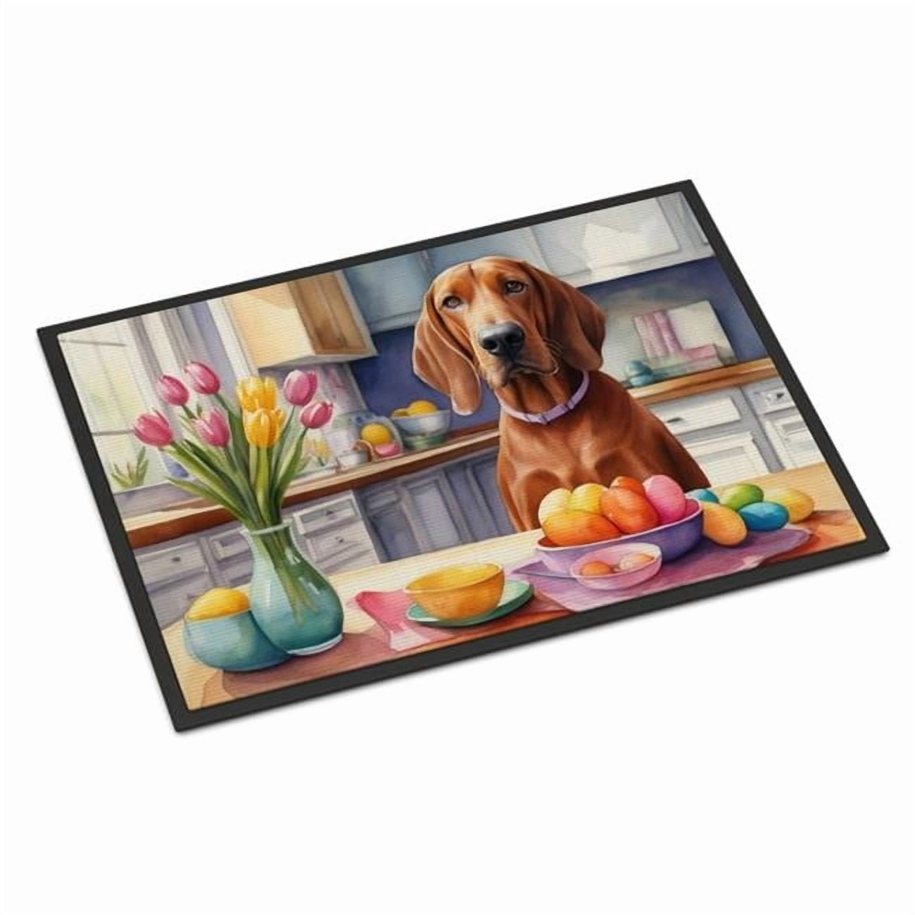 Decorating Easter Redbone Coonhound Doormat 27 in x 18 in