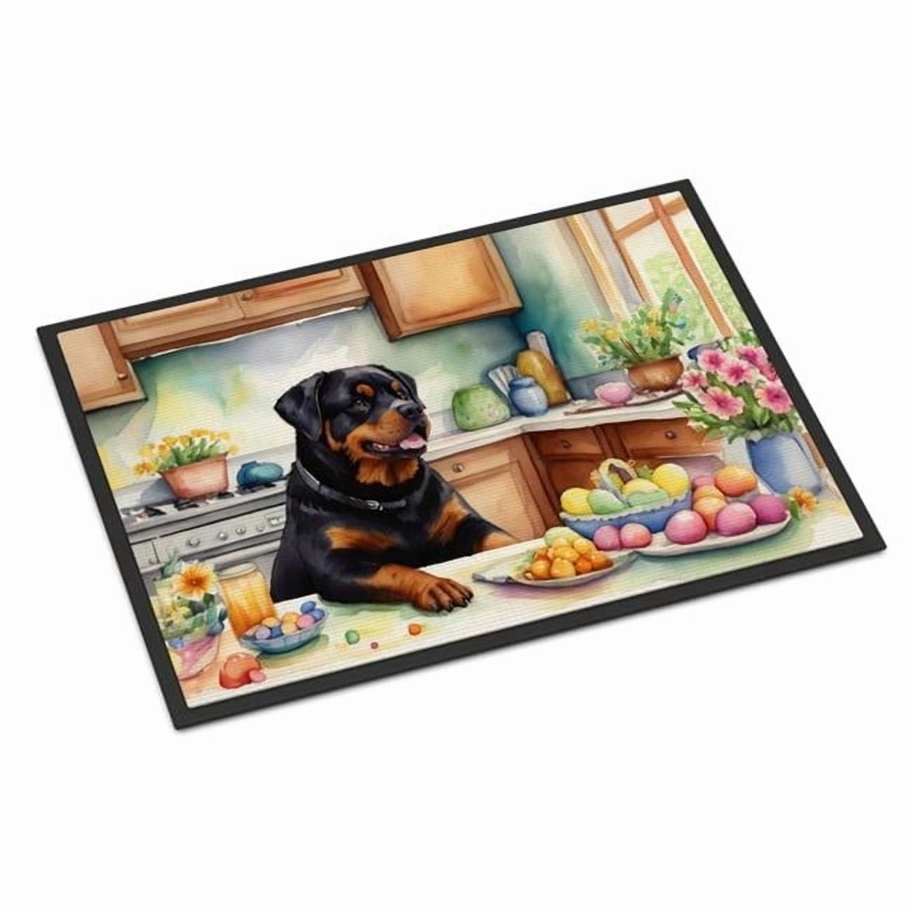 Carolines Treasures DAC6887MAT 18 x 27 in. Decorating Easter Rottweiler Doormat