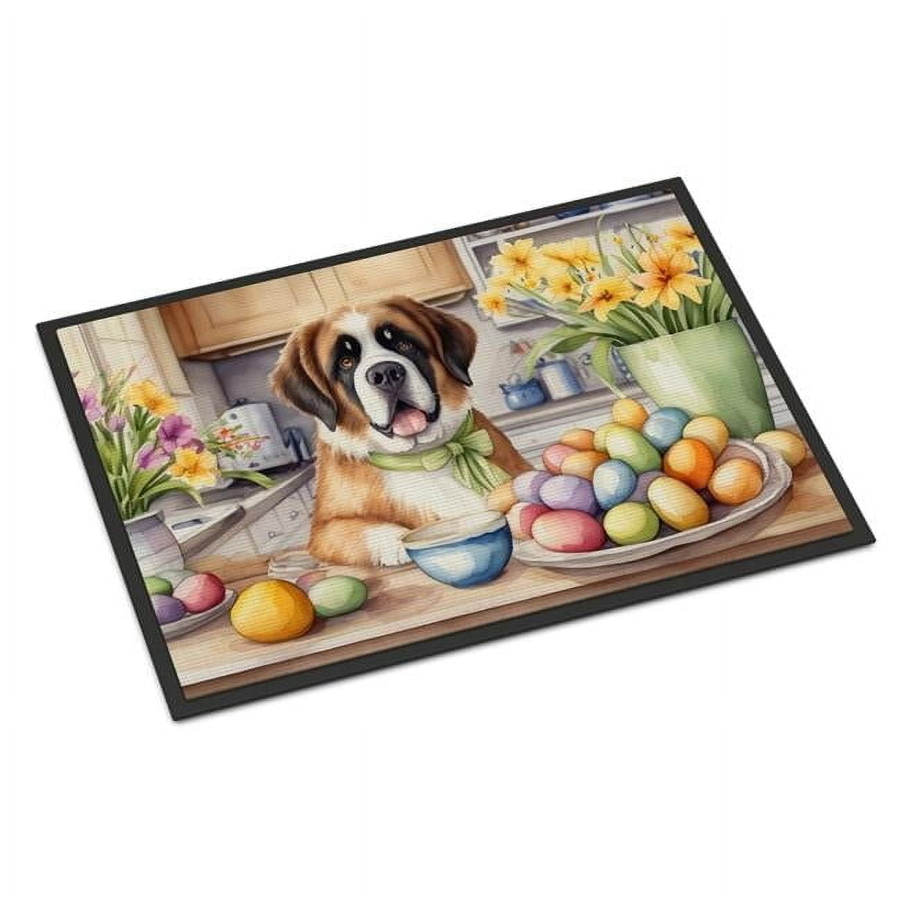 Carolines Treasures DAC6888MAT 18 x 27 in. Decorating Easter Saint Bernard Doormat