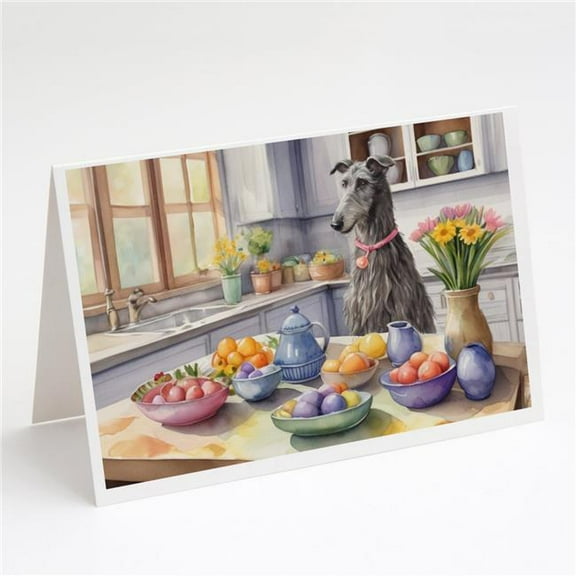Carolines Treasures DAC6894GCA7P 5 x 7 in. Decorating Easter Scottish Deerhound Greeting Cards - Pack of 8