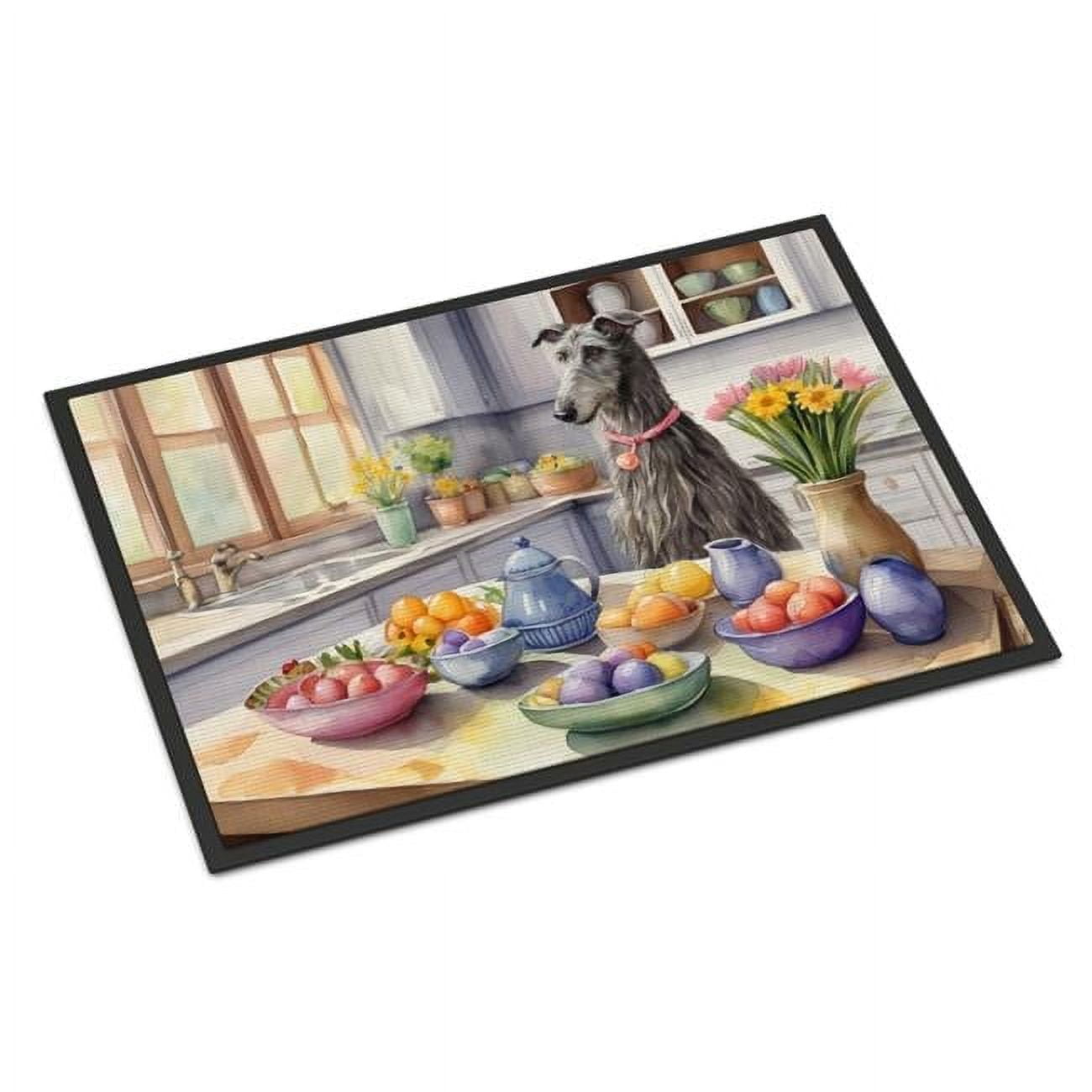 Decorating Easter Scottish Deerhound Doormat 27 in x 18 in