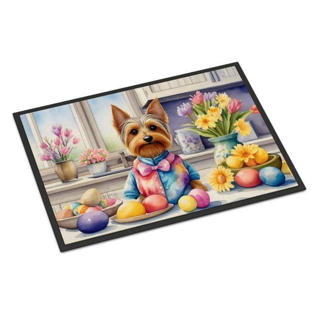 Decorating Easter Silky Terrier Doormat 27 in x 18 in
