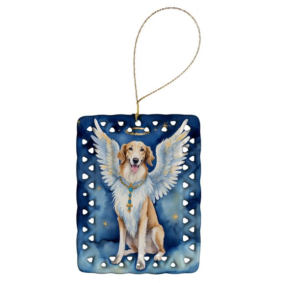 Caroline's Treasures Borzoi My Angel Porcelain Ornament Christmas Tree Hanging Decorations for Home Christmas Holiday, Rectangle, Gift, Multicolor