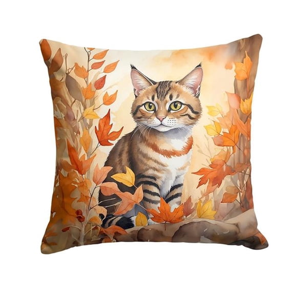 Carolines Treasures DAC7159PW1818 18 x 18 in. Owyhee Bob Cat in Fall Leaves Throw Pillow