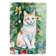 Carolines Treasures Turkish Van Cat By the Christmas Tree Garden Flag Mailbox Flag Decorative Yard Flag Banner Outside Patio Artwork Yard Flower Beds, Garden Size, Multicolor