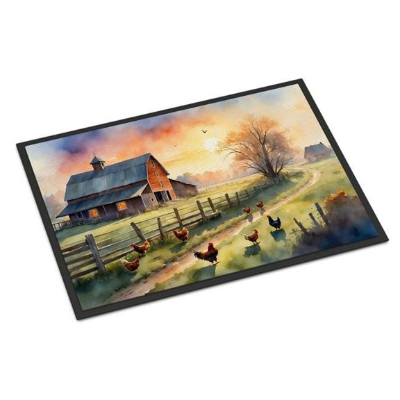 Carolines Treasures DAC7691MAT 18 x 27 in. Chicken Farmyard Sunrise Doormat