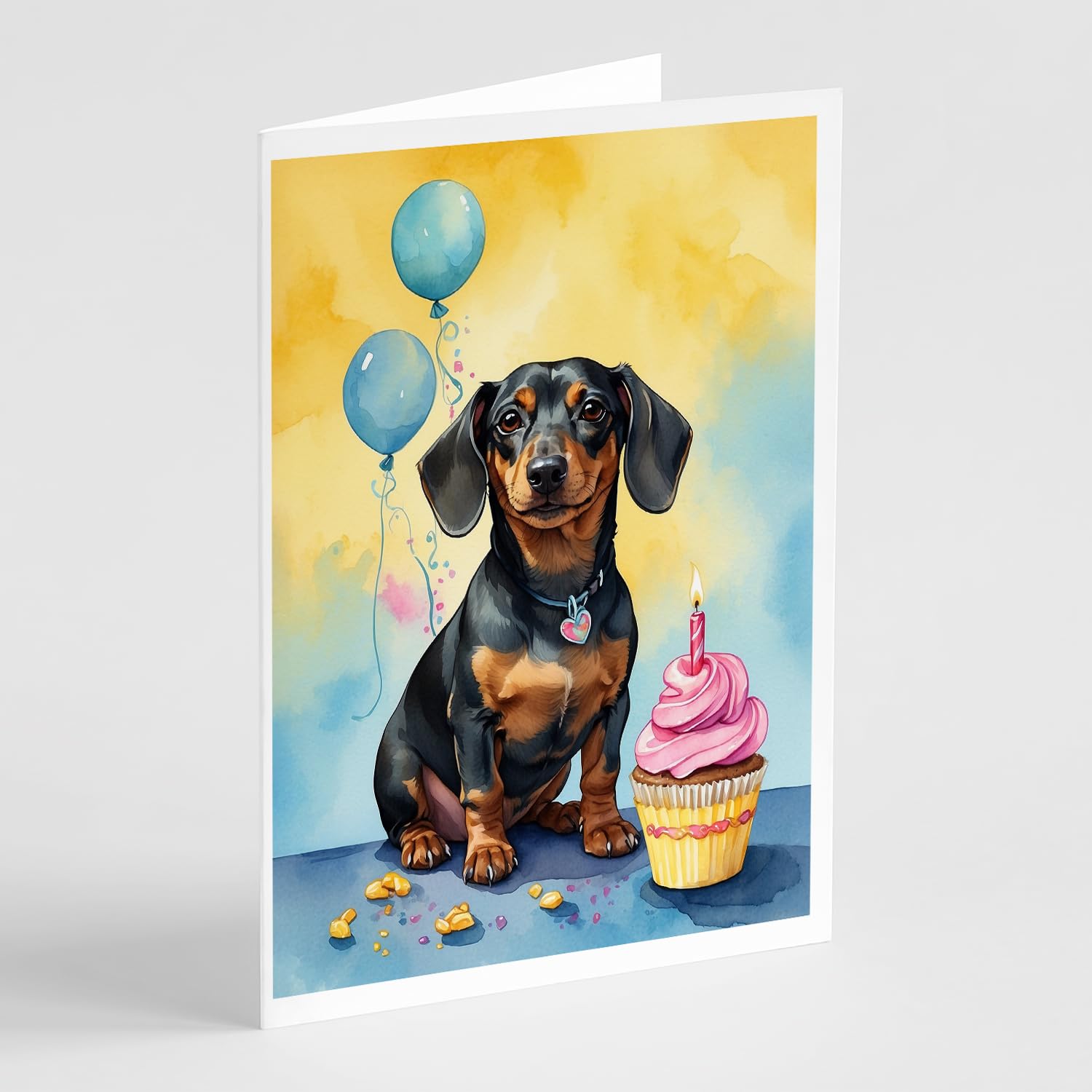 Carolines Treasures DAC7943GCA7P 5 x 7 in. Dachshund Happy Birthday Greeting Cards - Pack of 8