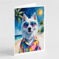 thumbnail image 1 of Carolines Treasures DAC8253GCA7P 5 x 7 in. American Eskimo Summer Beach Time Greeting Cards - Pack of 8, 1 of 1