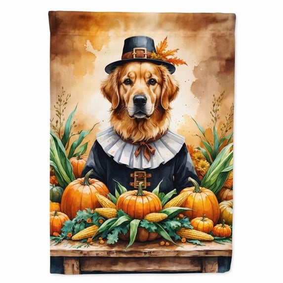 Carolines Treasures DAC8317CHF 40 x 28 in. Golden Retriever Thanksgiving House Flag