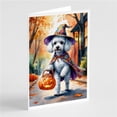 thumbnail image 1 of Carolines Treasures DAC8382GCA7P 5 x 7 in. White Poodle Halloween Trick or Treat Greeting Cards - Pack of 8, 1 of 1